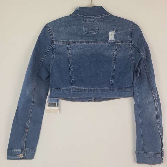 Women's NWT Wax Jean Stretch Denim Trucker Jacket Medium Wash Jacket Size Small - Picture 5 of 7